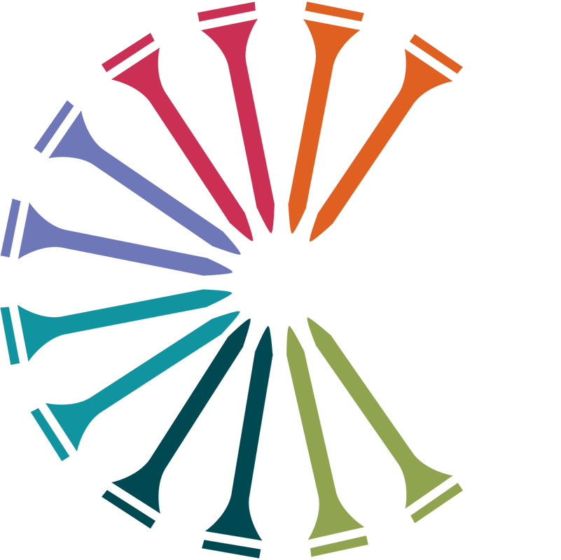 Color wheel golf tee logo