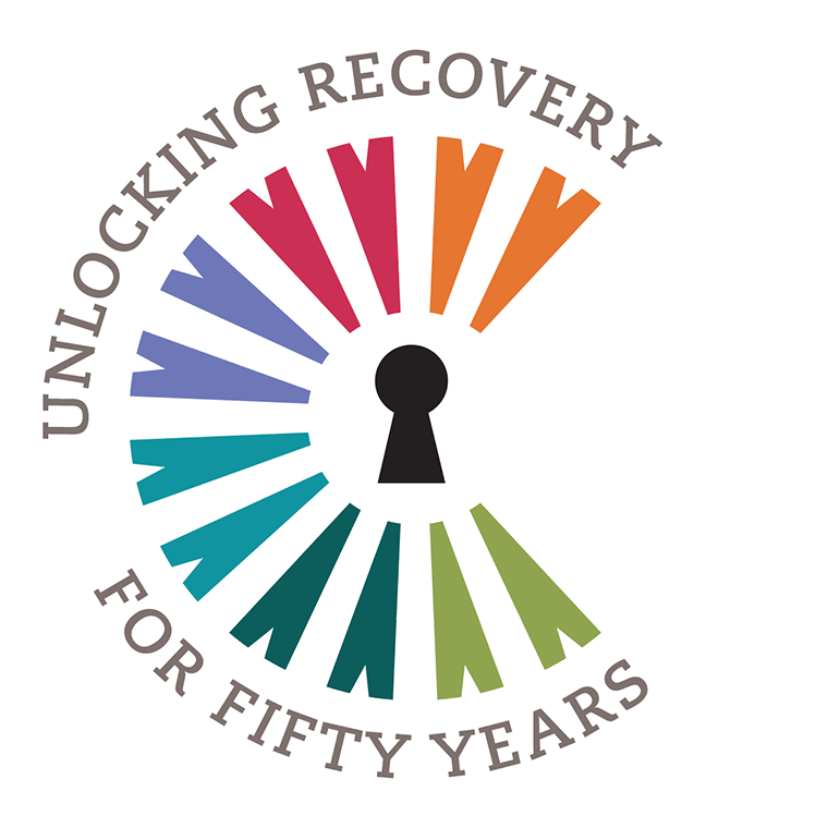 colorful lock and key logo representing 50 years of recovery